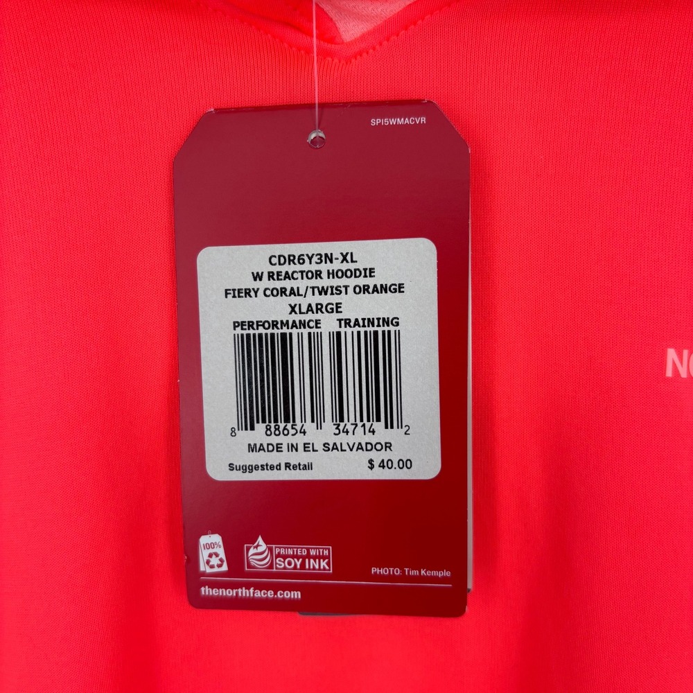 The North Face Reactor Hoodie Womens XL Neon FlashDry Performance Training NEW - Picture 4 of 11